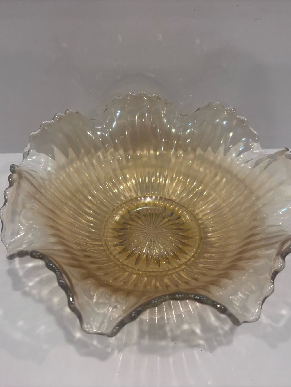 Glass Decorative Bowl in Amber-Tinted Clear Glass